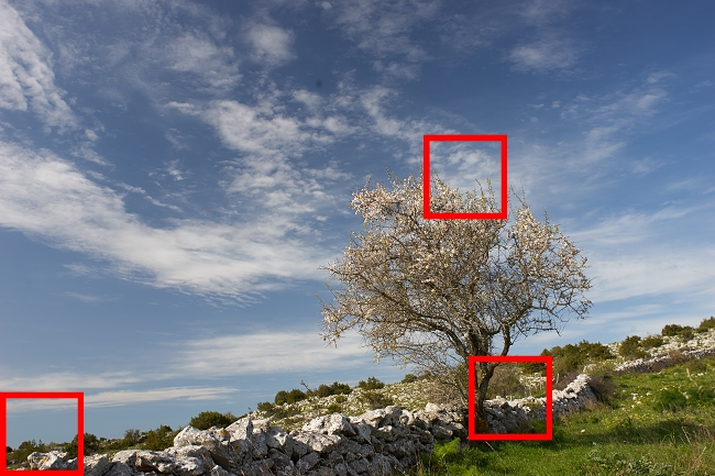 Účinek polarizačního filtru prakticky a v detailu fotografie - obloha