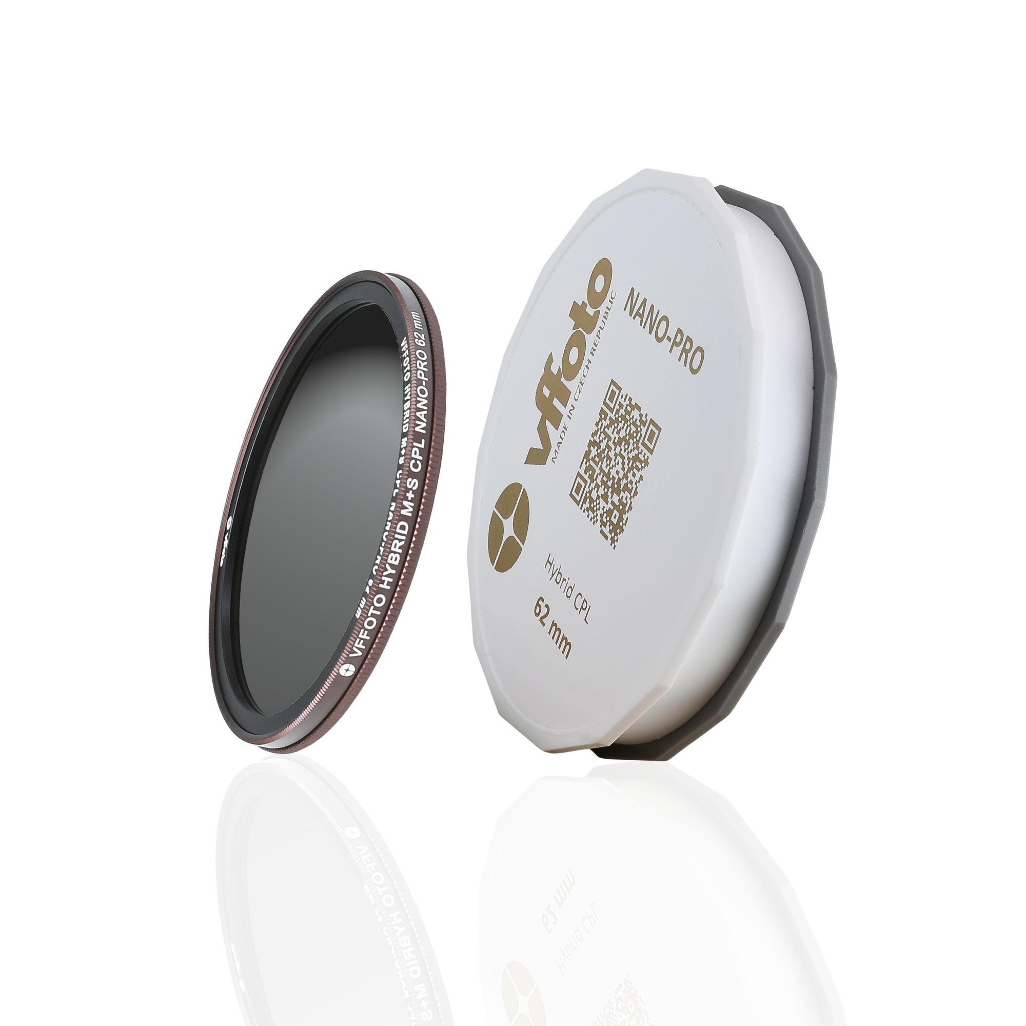 Obsah balení hybridního CPL filtru VFFOTO NANO-PRO 62 mm