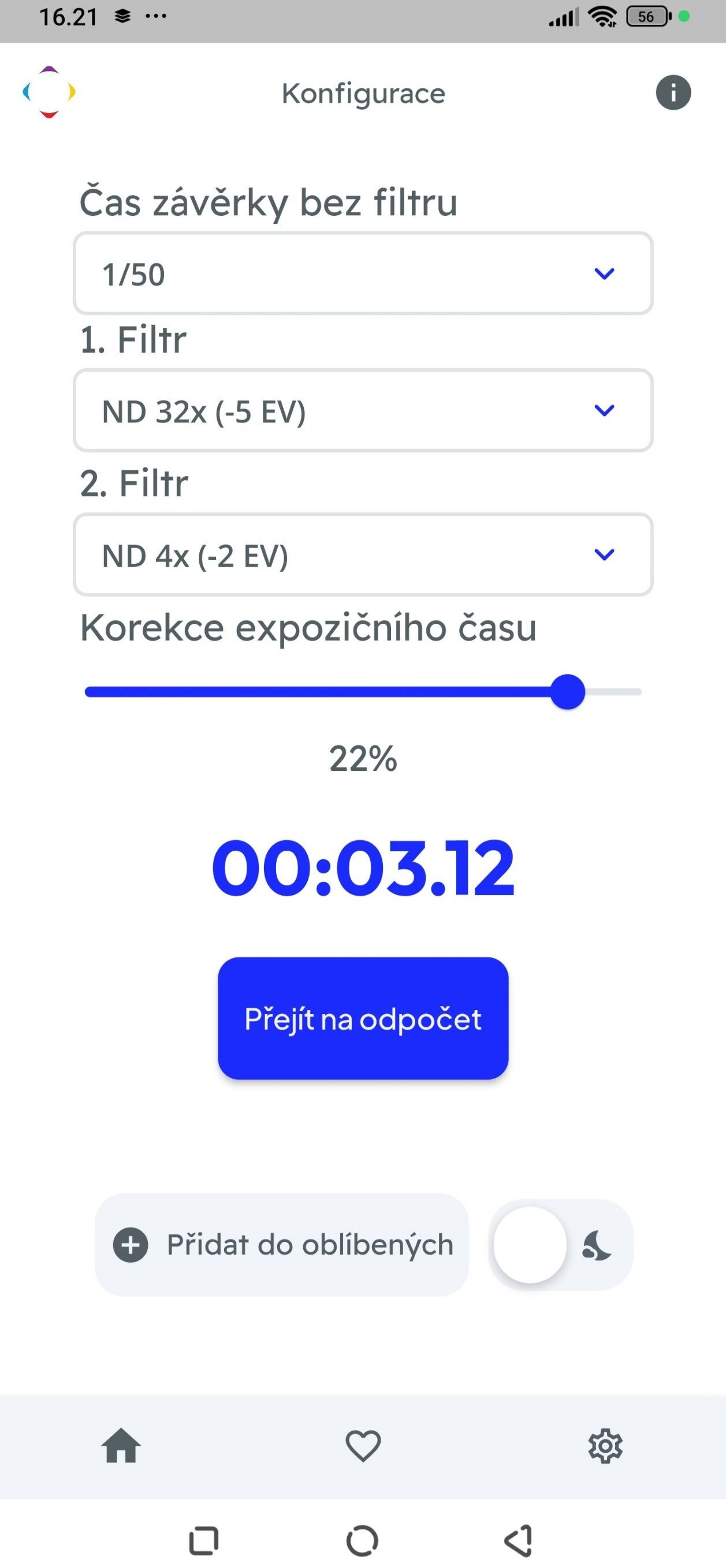 VFFOTO ND filtr kalkulátor