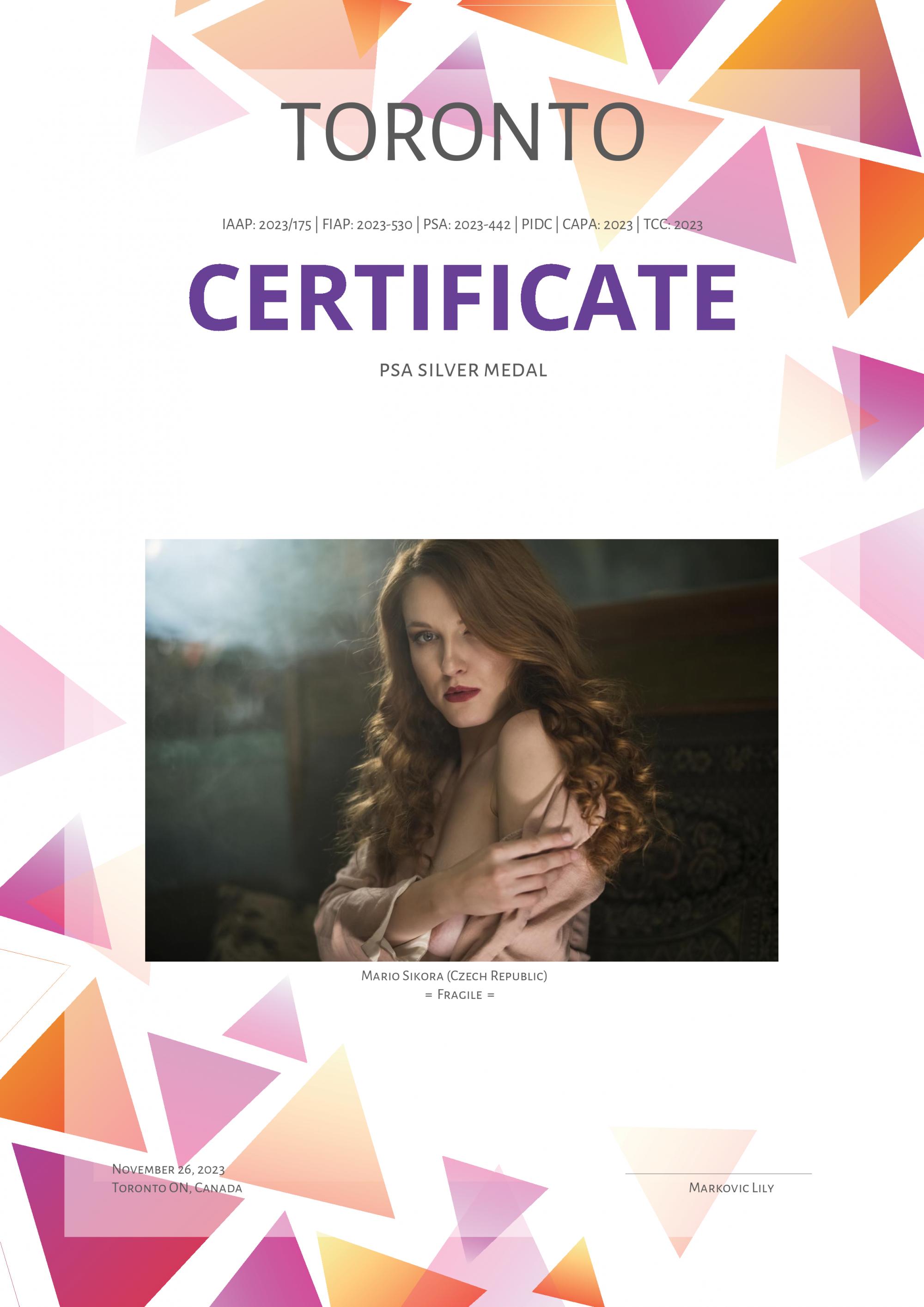 Mario Sikora- Certifikát
